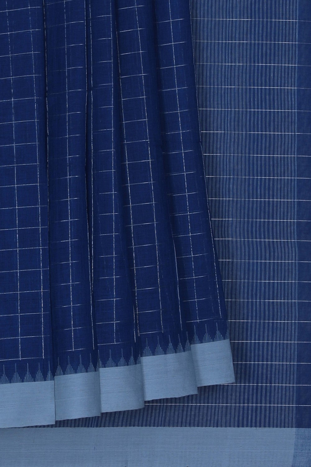 Image of Kanchi Cotton Blue Saree