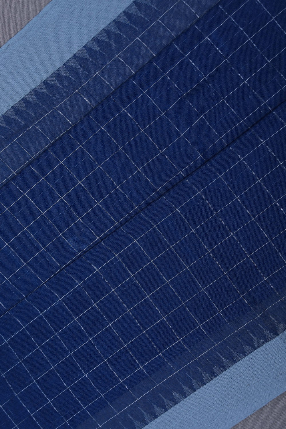 Image of Kanchi Cotton Blue Saree