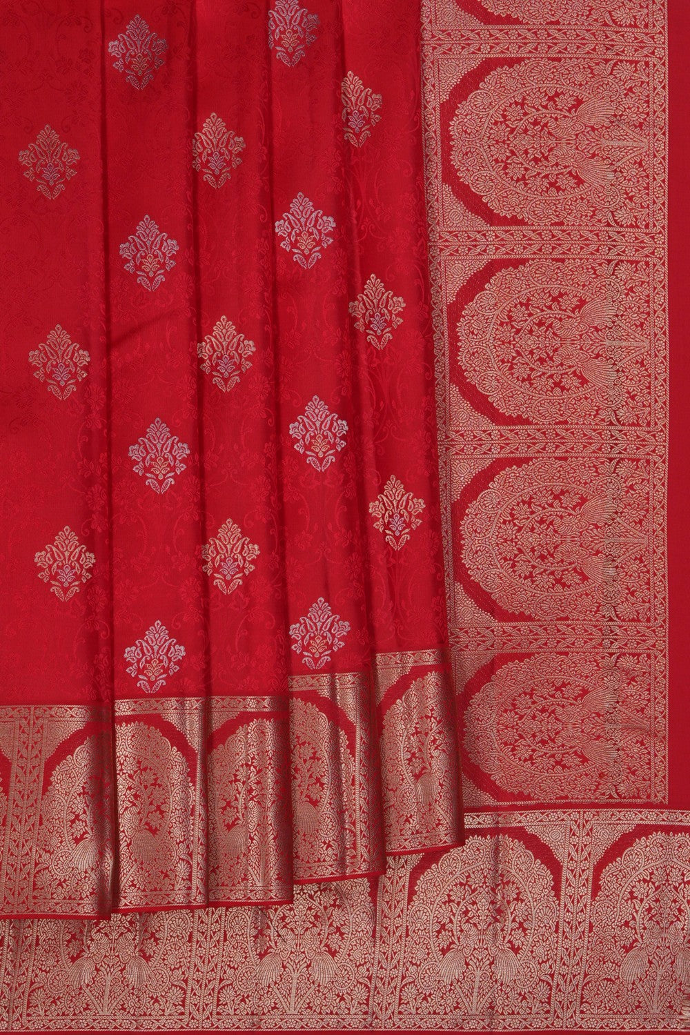 Image of South Thread Jacquard Red Saree