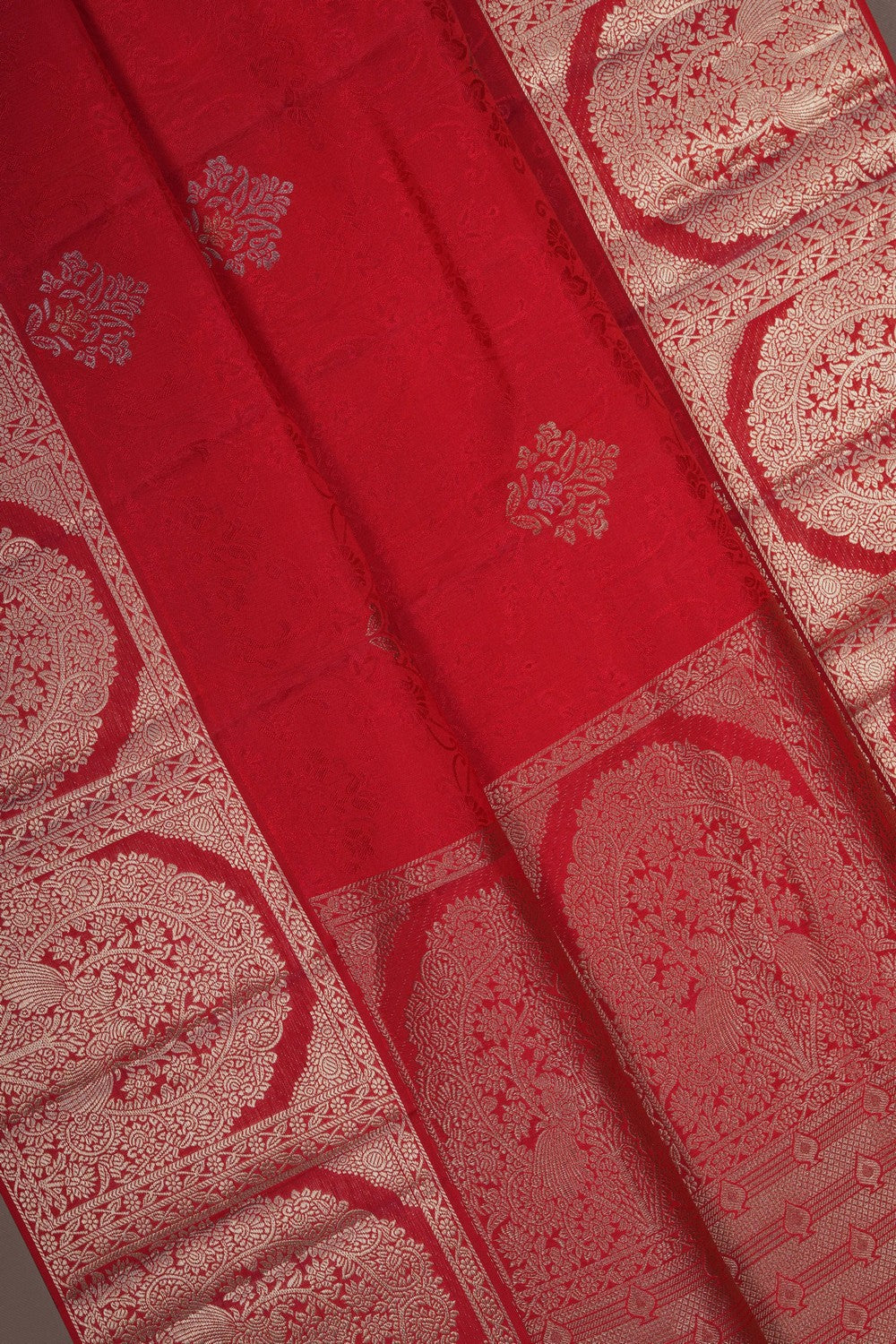 Image of South Thread Jacquard Red Saree