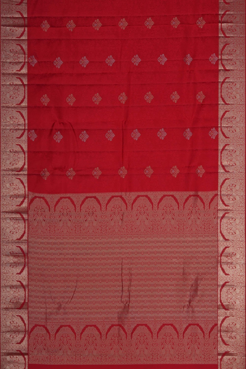 Image of South Thread Jacquard Red Saree