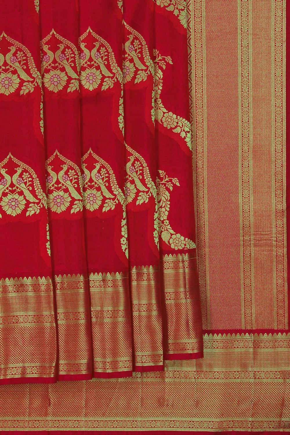 Image of South Silk Brocade Red Saree
