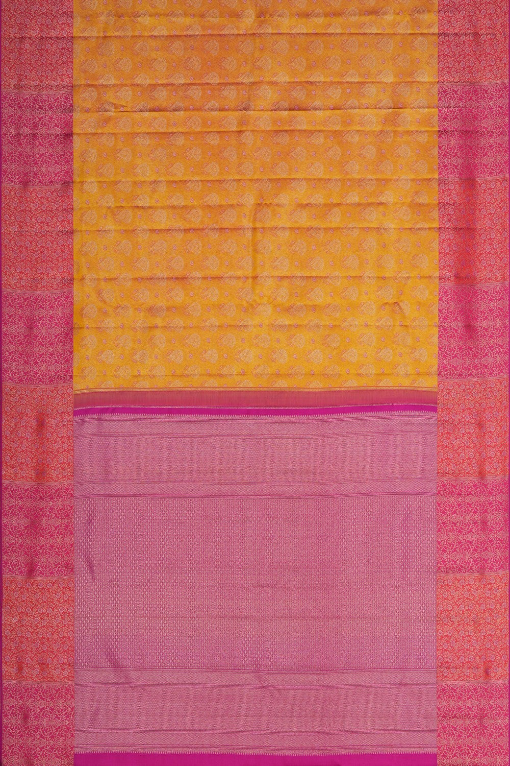 Image of South Silk Brocade Yellow Saree