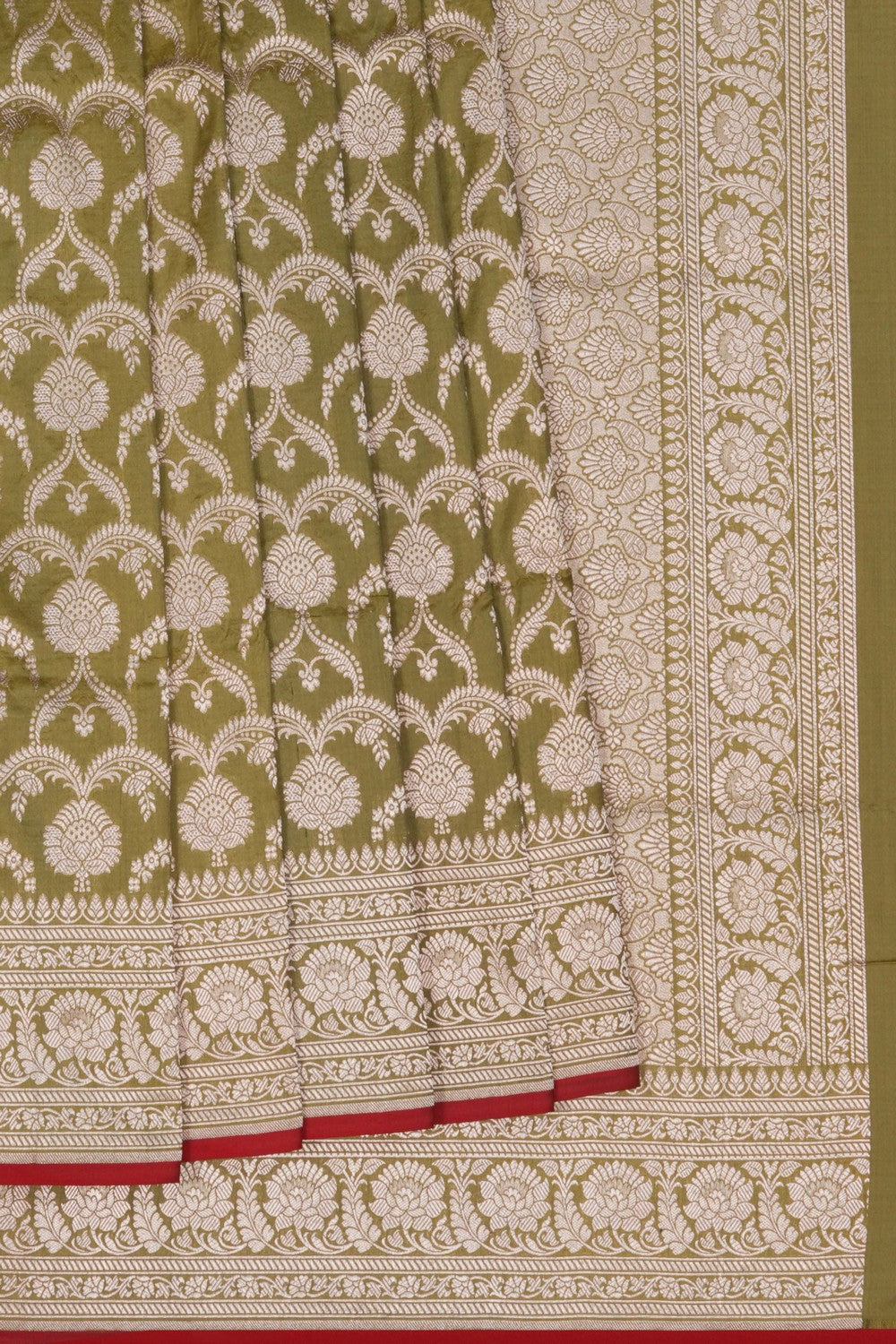 Image of Banarasi Silk Brocade Green Saree