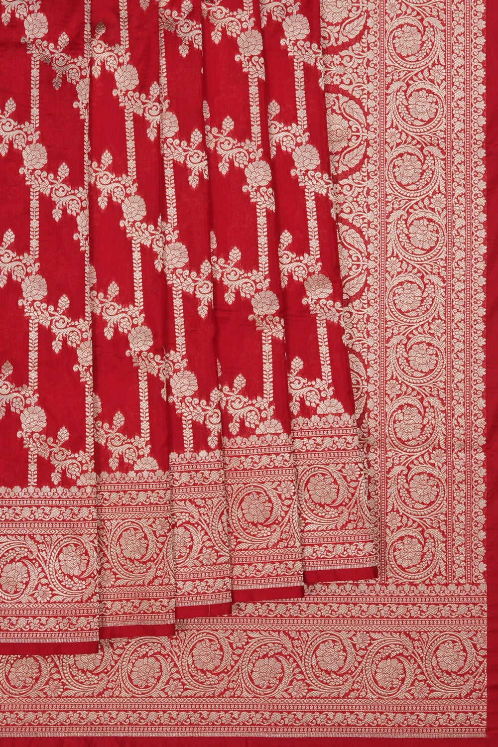 Image of Banarasi Silk Brocade Red Saree