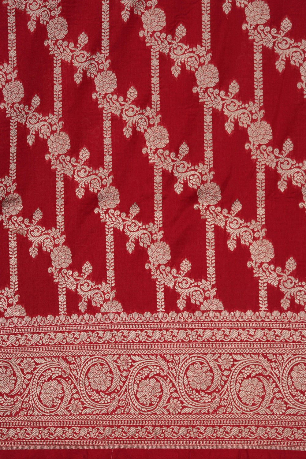 Image of Banarasi Silk Brocade Red Saree
