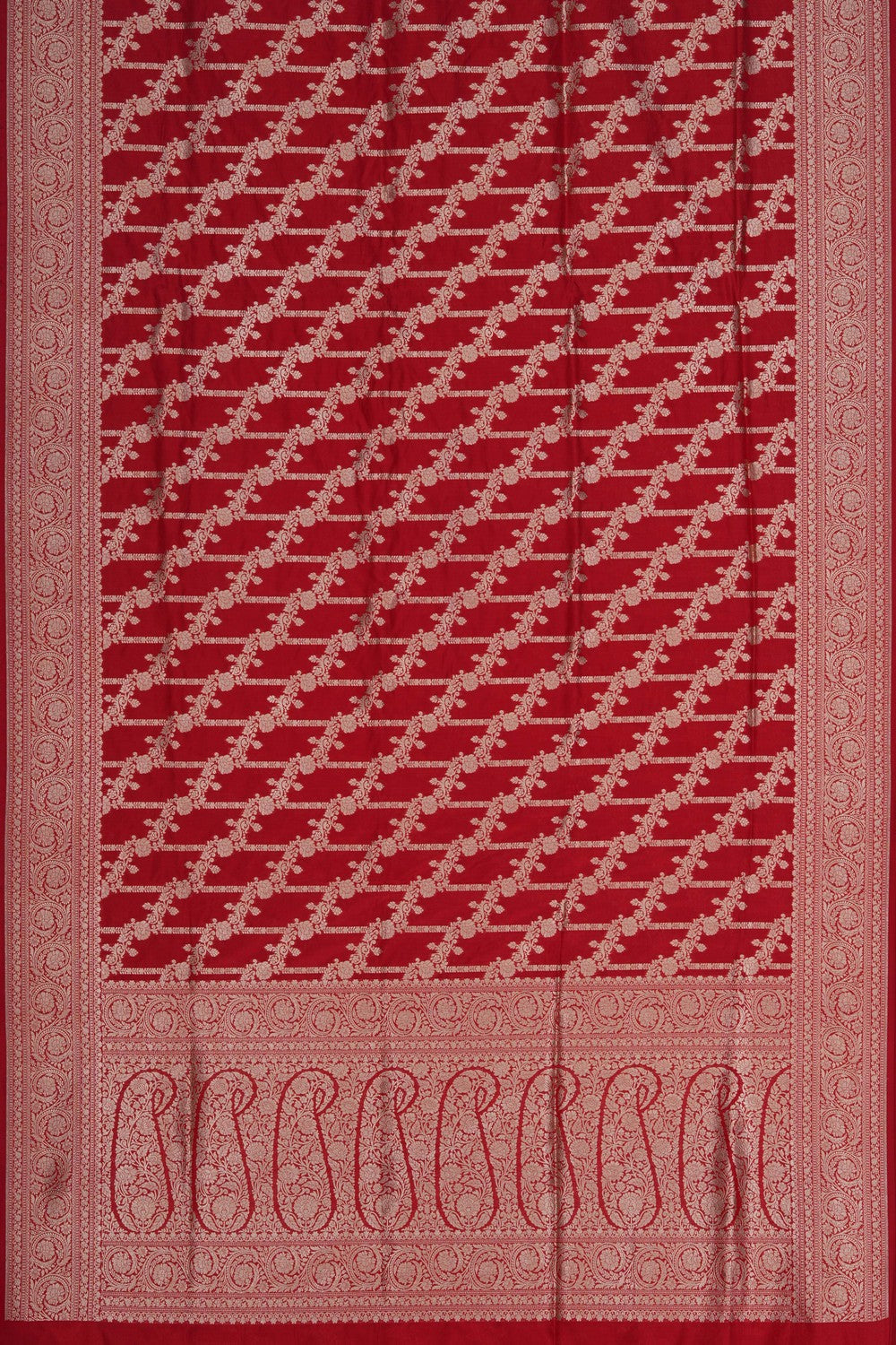 Image of Banarasi Silk Brocade Red Saree