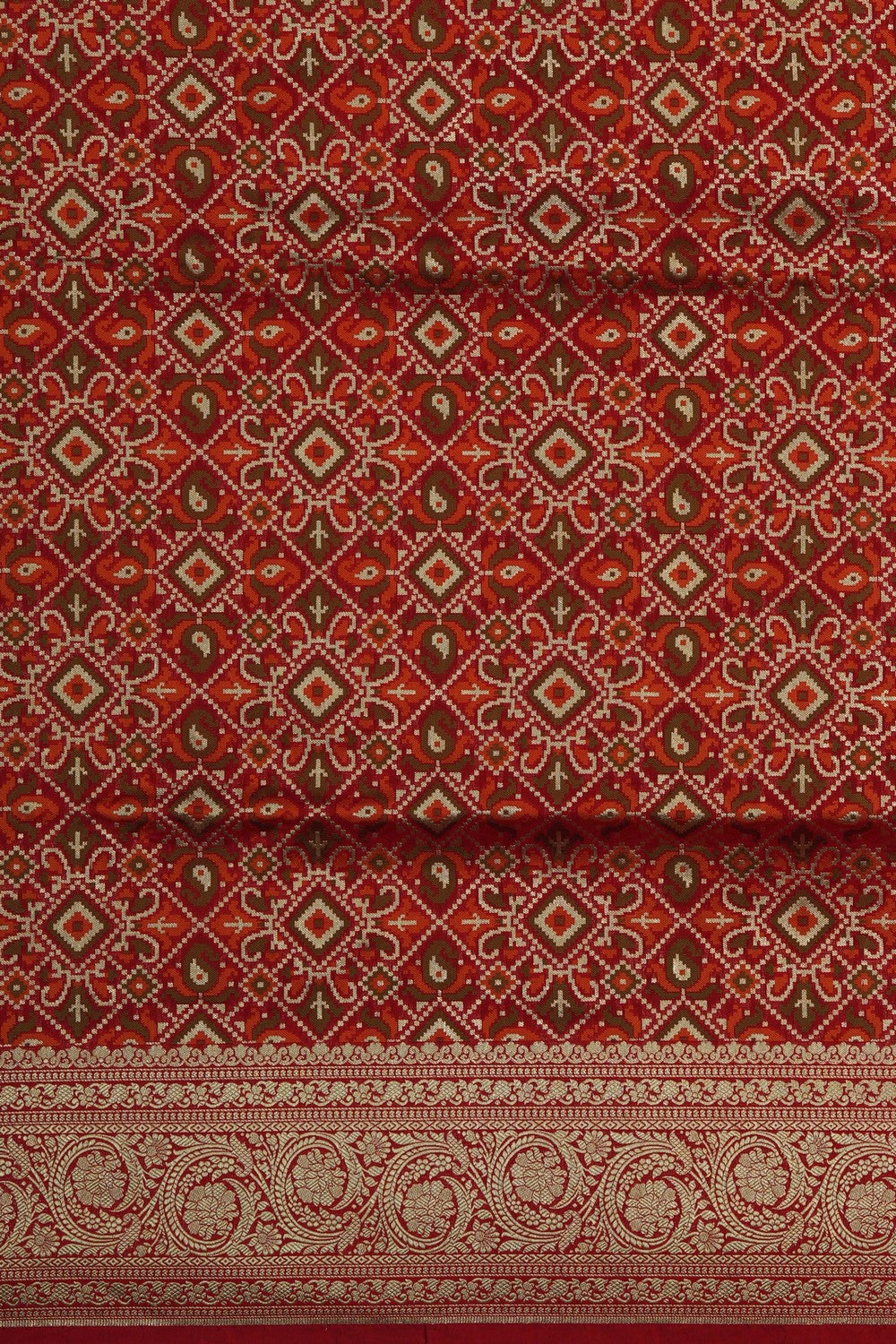 Image of Banarasi Silk Brocade Red Saree