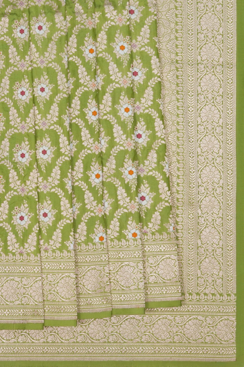 Image of Banarasi Silk Brocade Green Saree