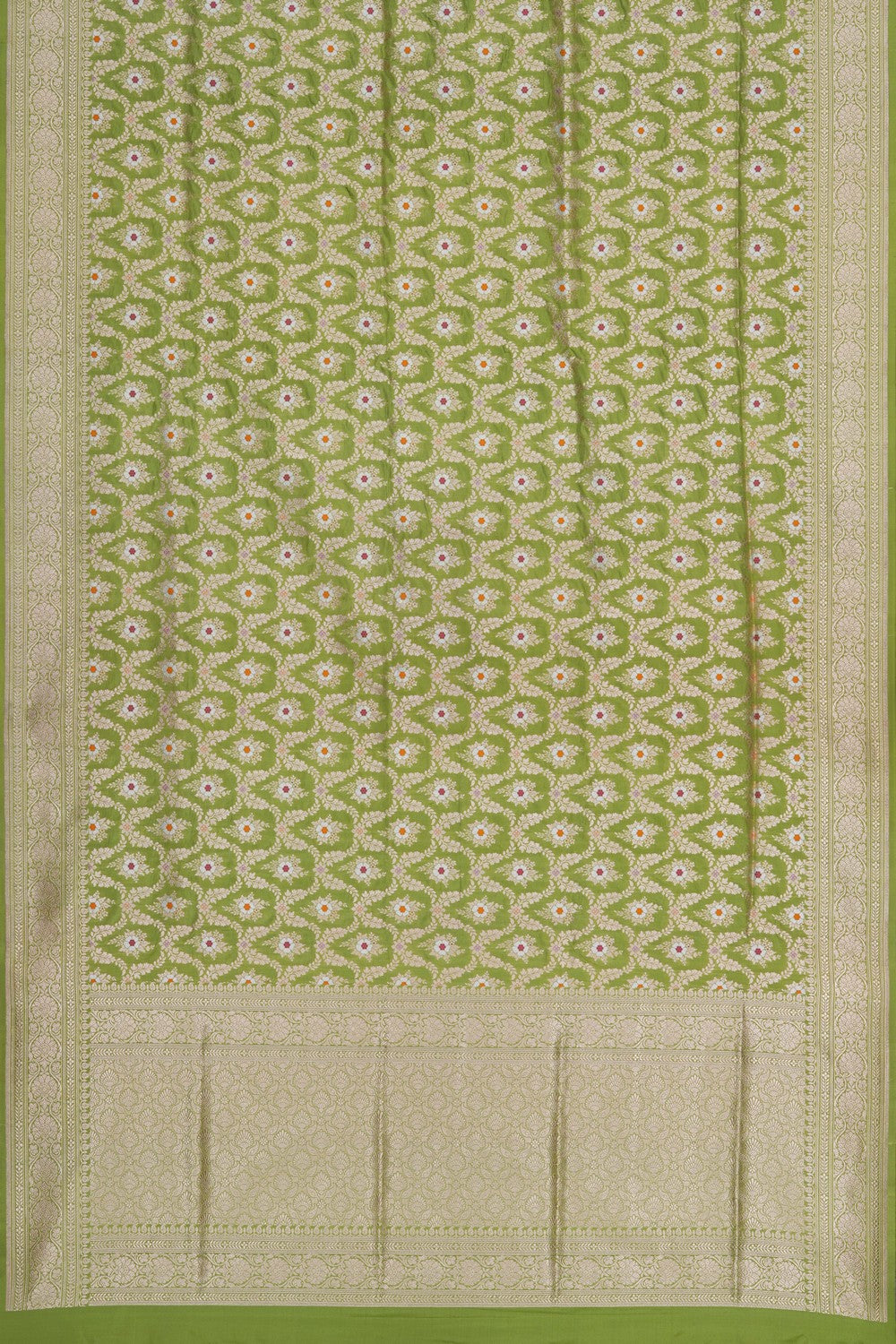 Image of Banarasi Silk Brocade Green Saree