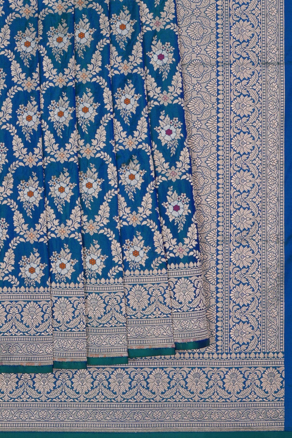 Image of Banarasi Silk Brocade Blue Saree