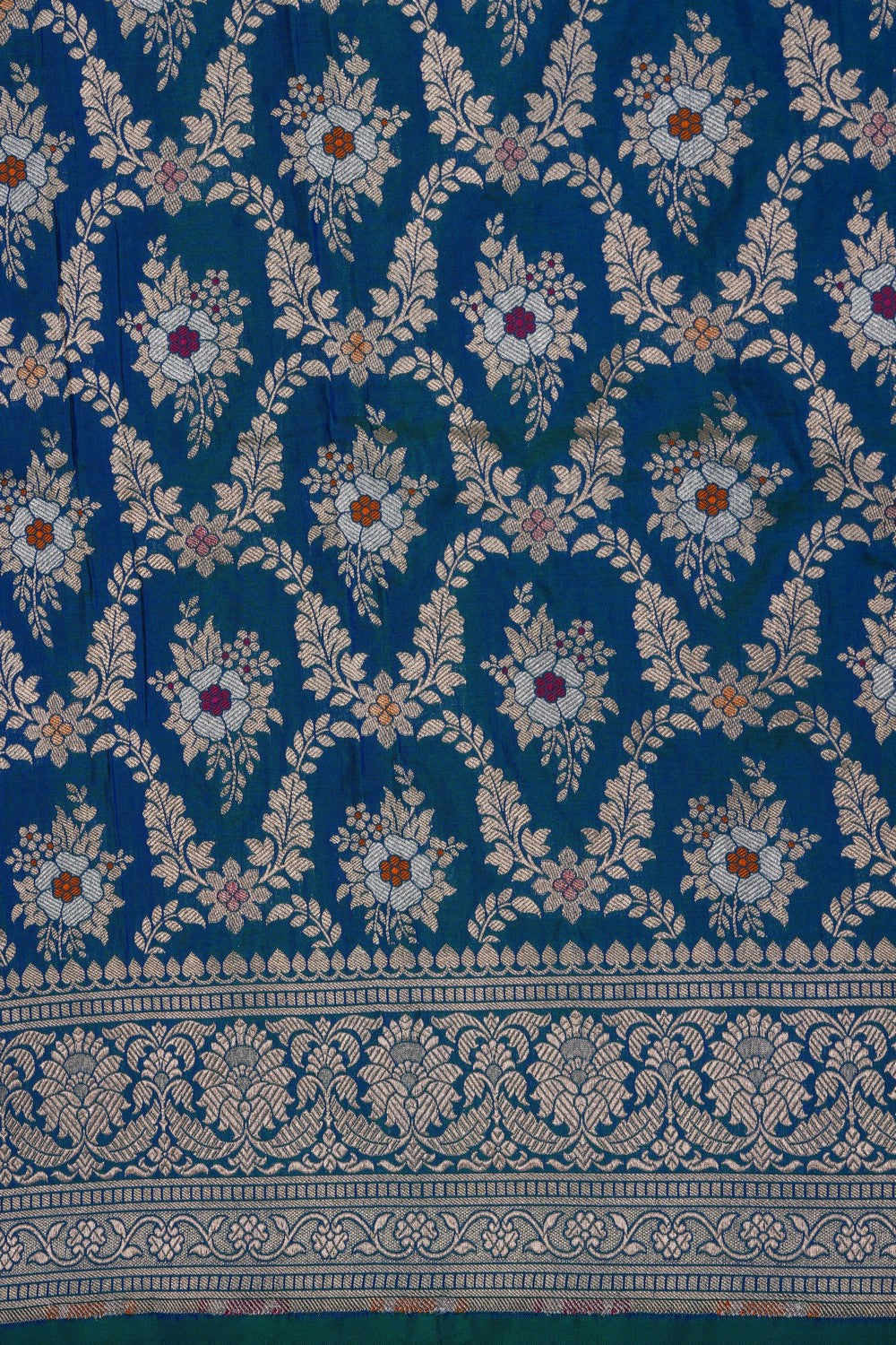 Image of Banarasi Silk Brocade Blue Saree