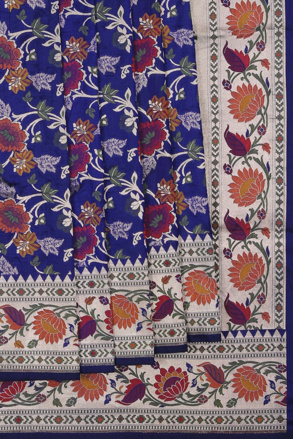 Image of Banarasi Silk Brocade Indigo Blue Saree