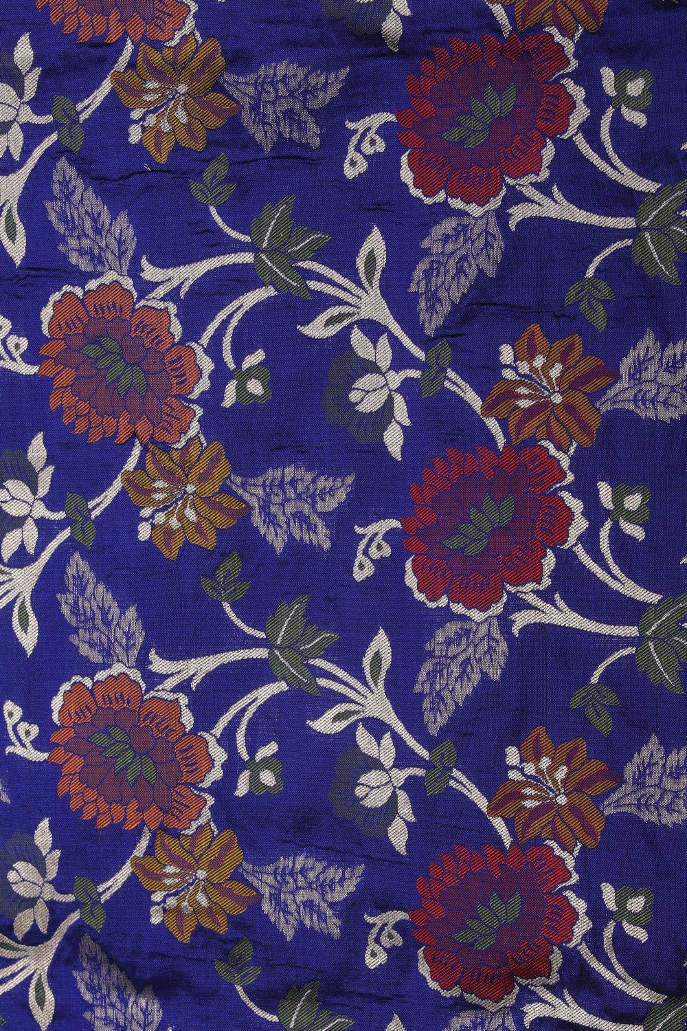 Image of Banarasi Silk Brocade Indigo Blue Saree