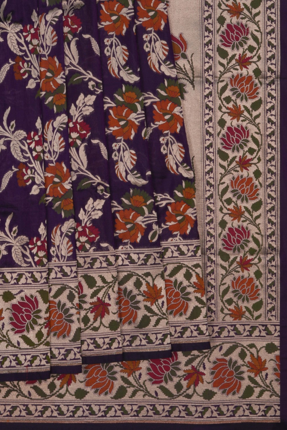 Image of Banarasi Silk Brocade Purple Saree