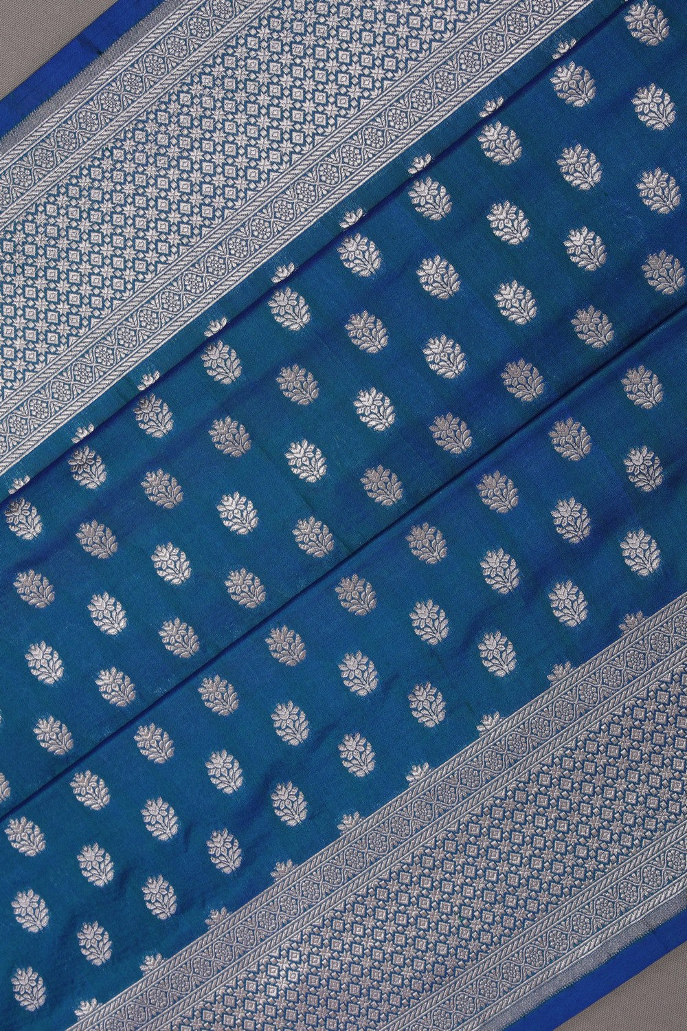Image of Banarasi Silk Brocade Blue Saree