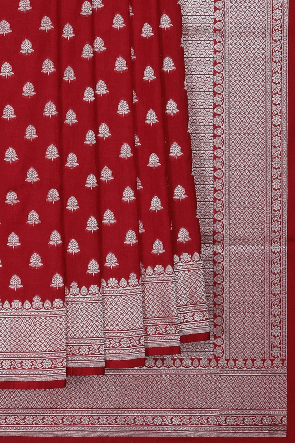Image of Banarasi Silk Brocade Red Saree