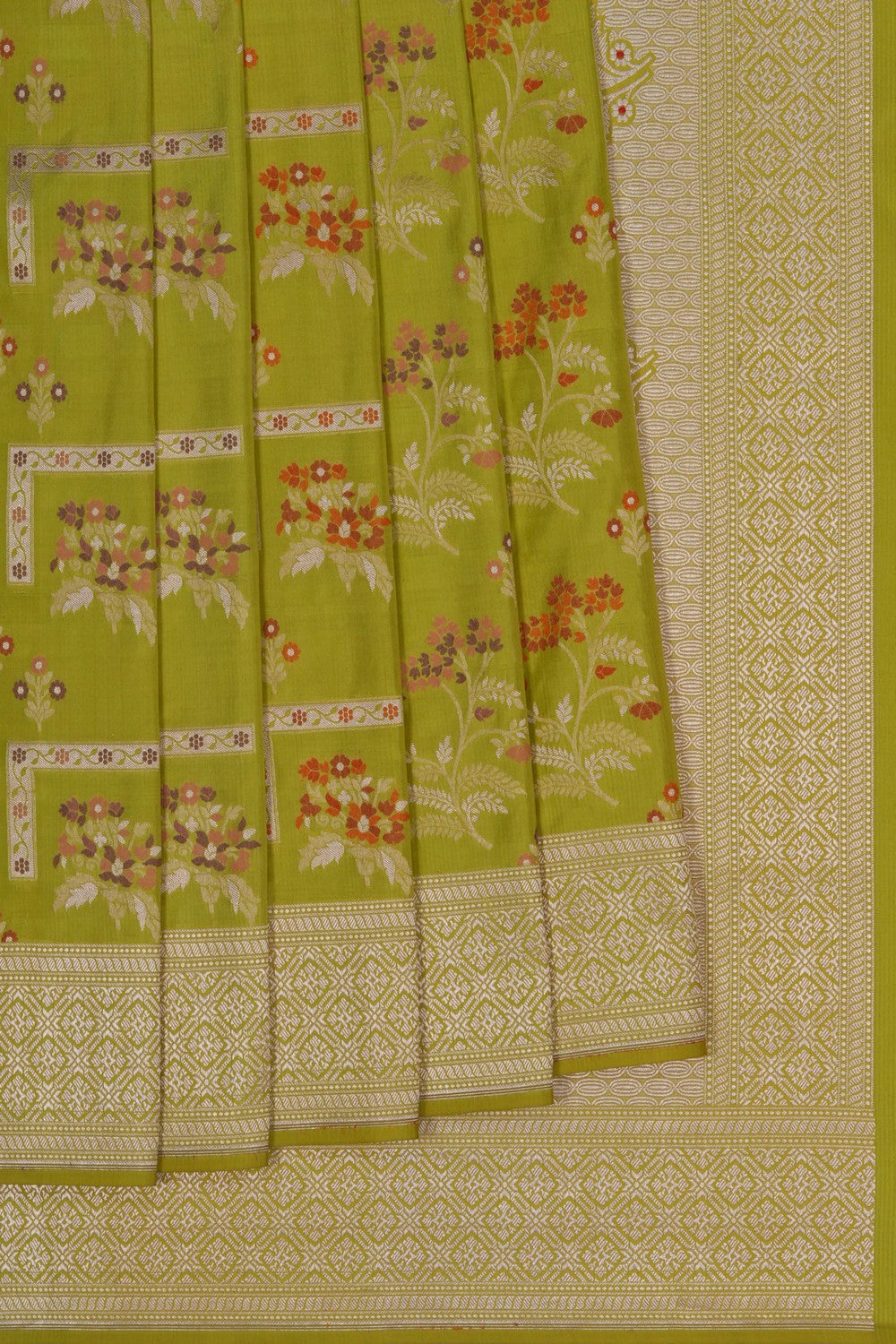 Image of Banarasi Silk Brocade Green Saree