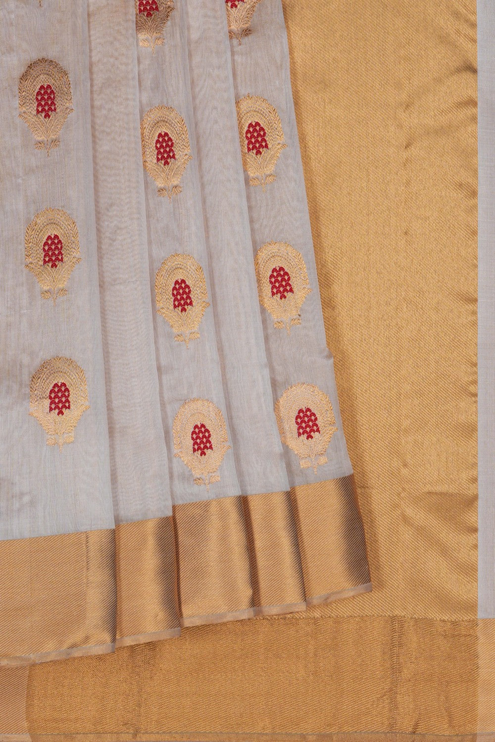 Image of Chanderi Tissue Silk Off-White Saree