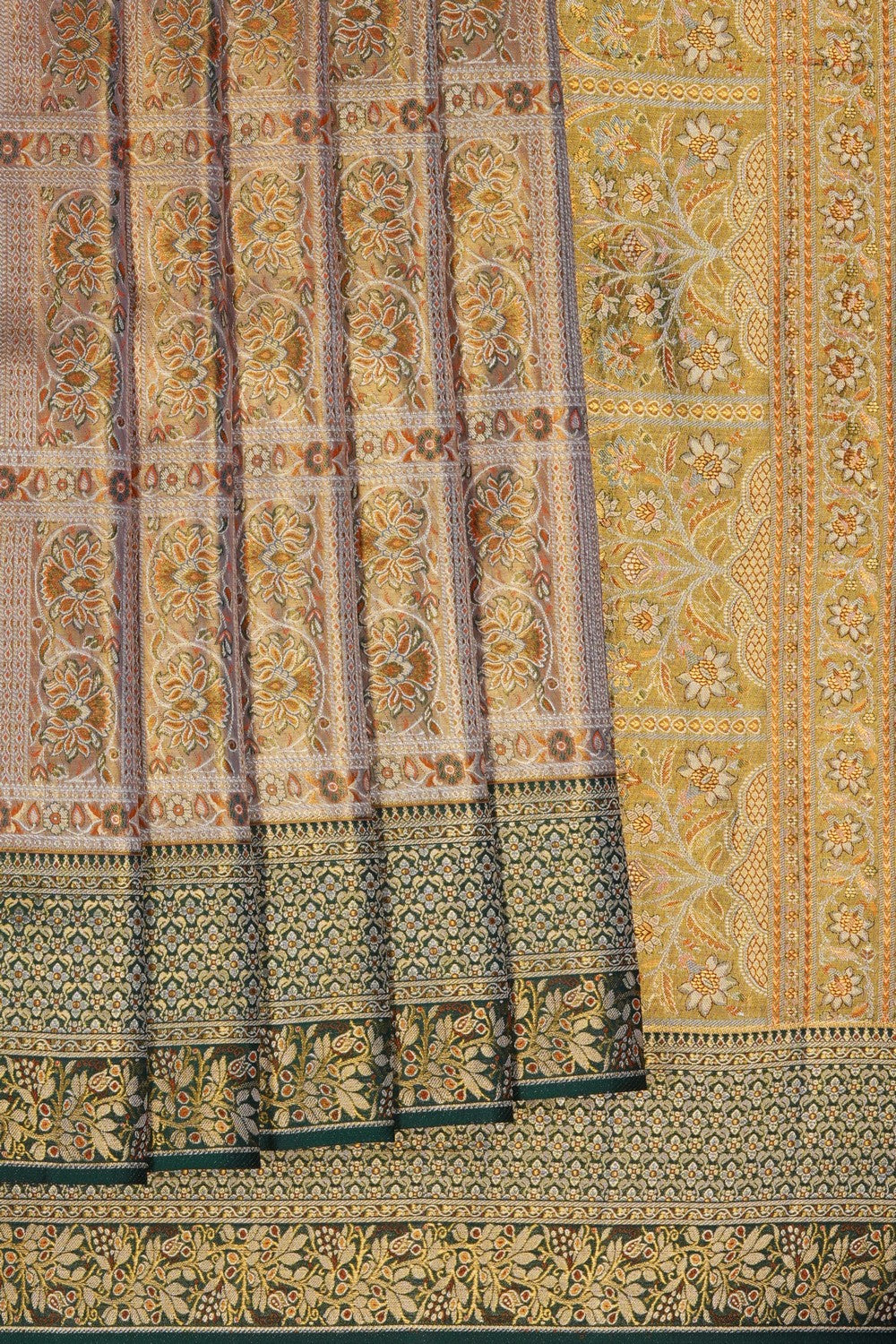 Image of Gold Tissue Brocade Kanjivaram Silk Saree