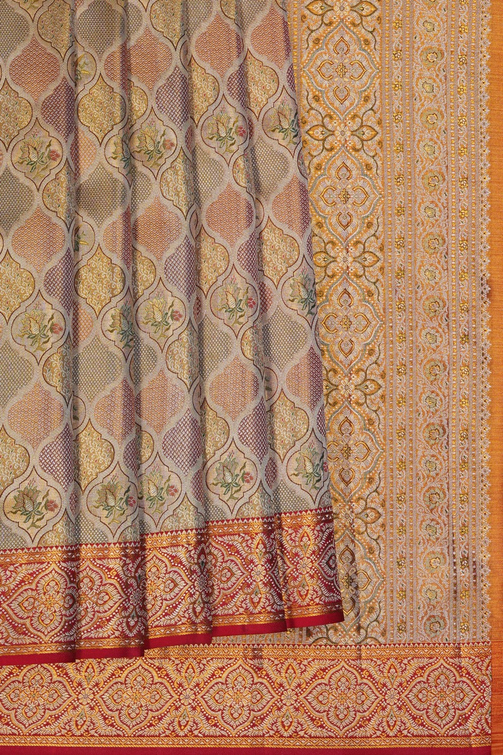 Image of Gold Tissue Brocade Kanjivaram Silk Saree