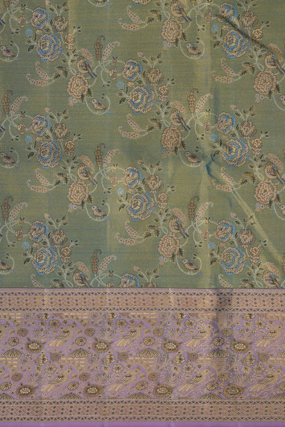 Image of Green Tissue Brocade Kanjivaram Silk Saree