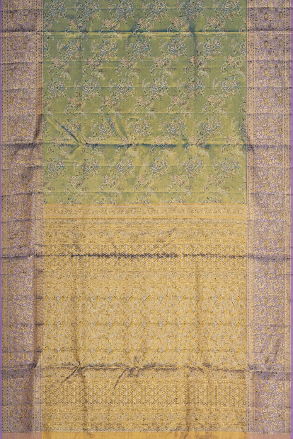 Image of Green Tissue Brocade Kanjivaram Silk Saree