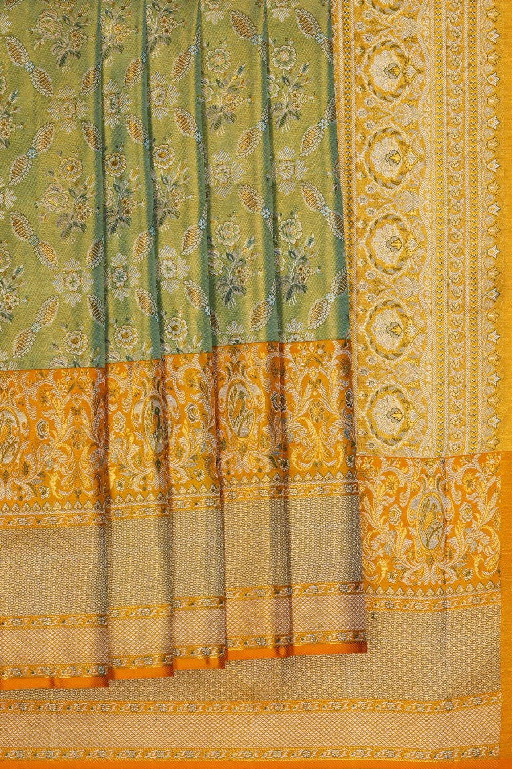 Image of Gold Tissue Brocade Kanjivaram Silk Saree