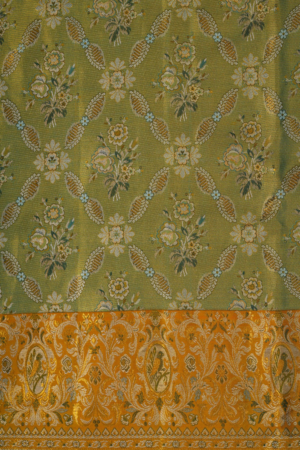 Image of Gold Tissue Brocade Kanjivaram Silk Saree