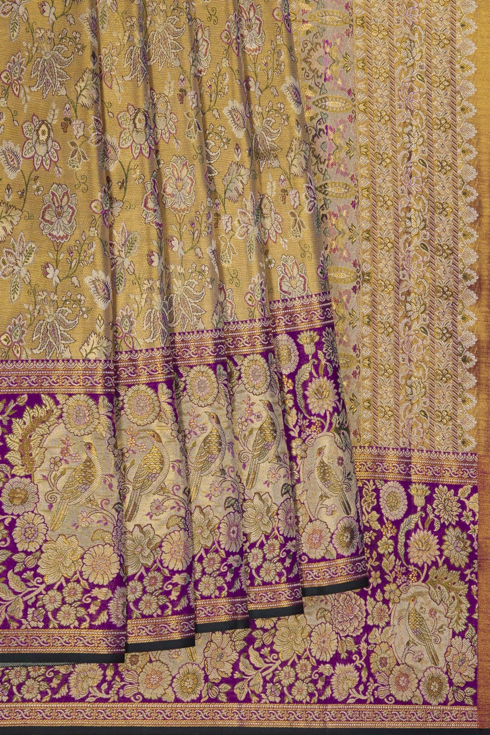 Image of Gold Tissue Brocade Kanjivaram Silk Saree