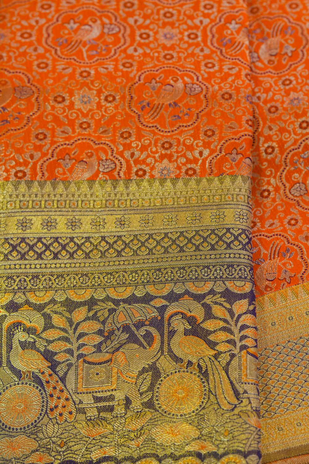 Image of Kanchipattu Brocade Orange Saree