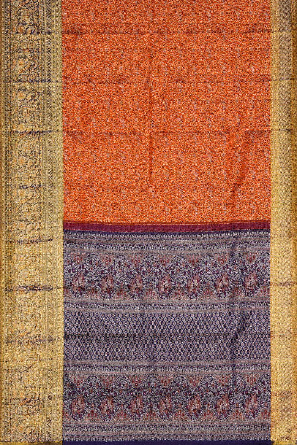 Image of Kanchipattu Brocade Orange Saree