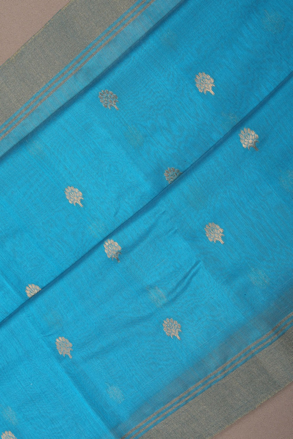 Image of Chanderi Silk Cotton Blue Saree