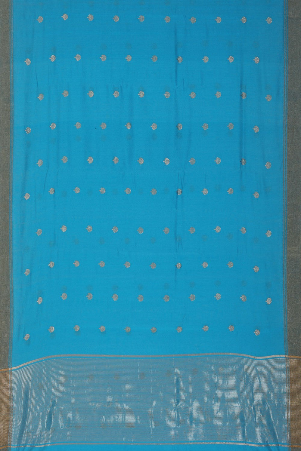 Image of Chanderi Silk Cotton Blue Saree