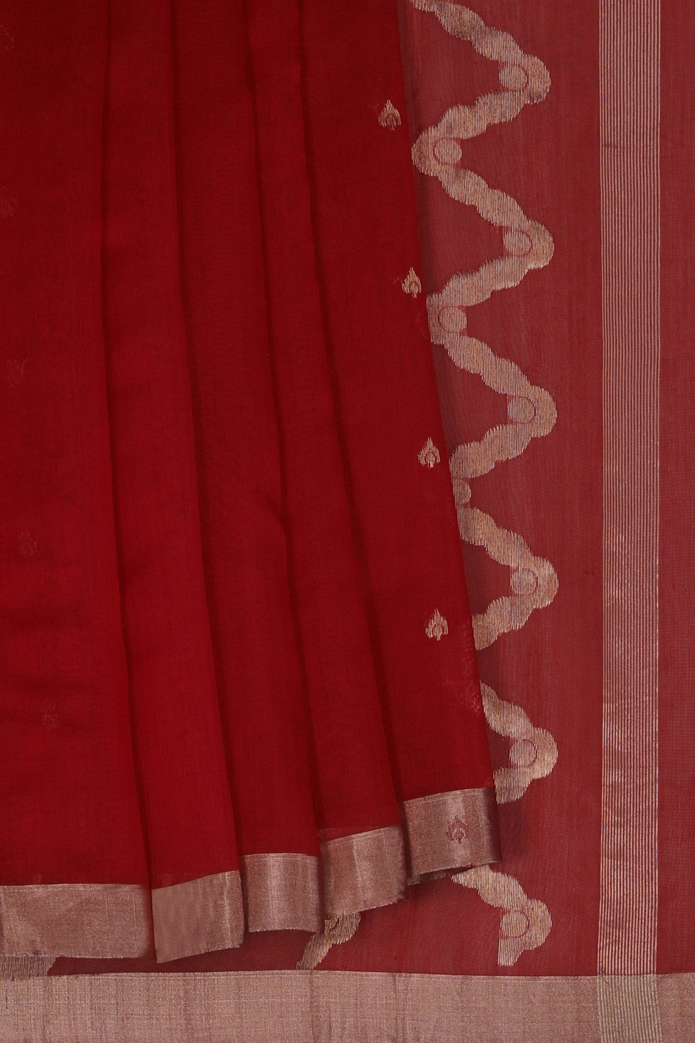Image of Chanderi Silk Cotton Red Saree
