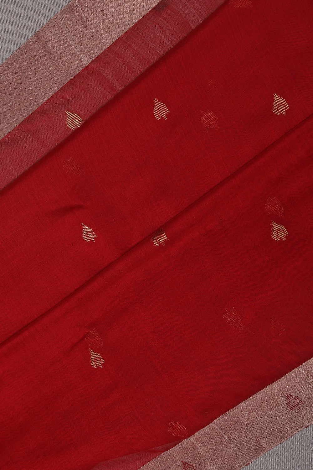Image of Chanderi Silk Cotton Red Saree