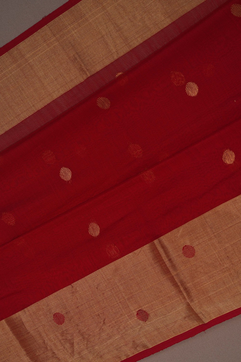 Image of Chanderi Silk Cotton Red Saree