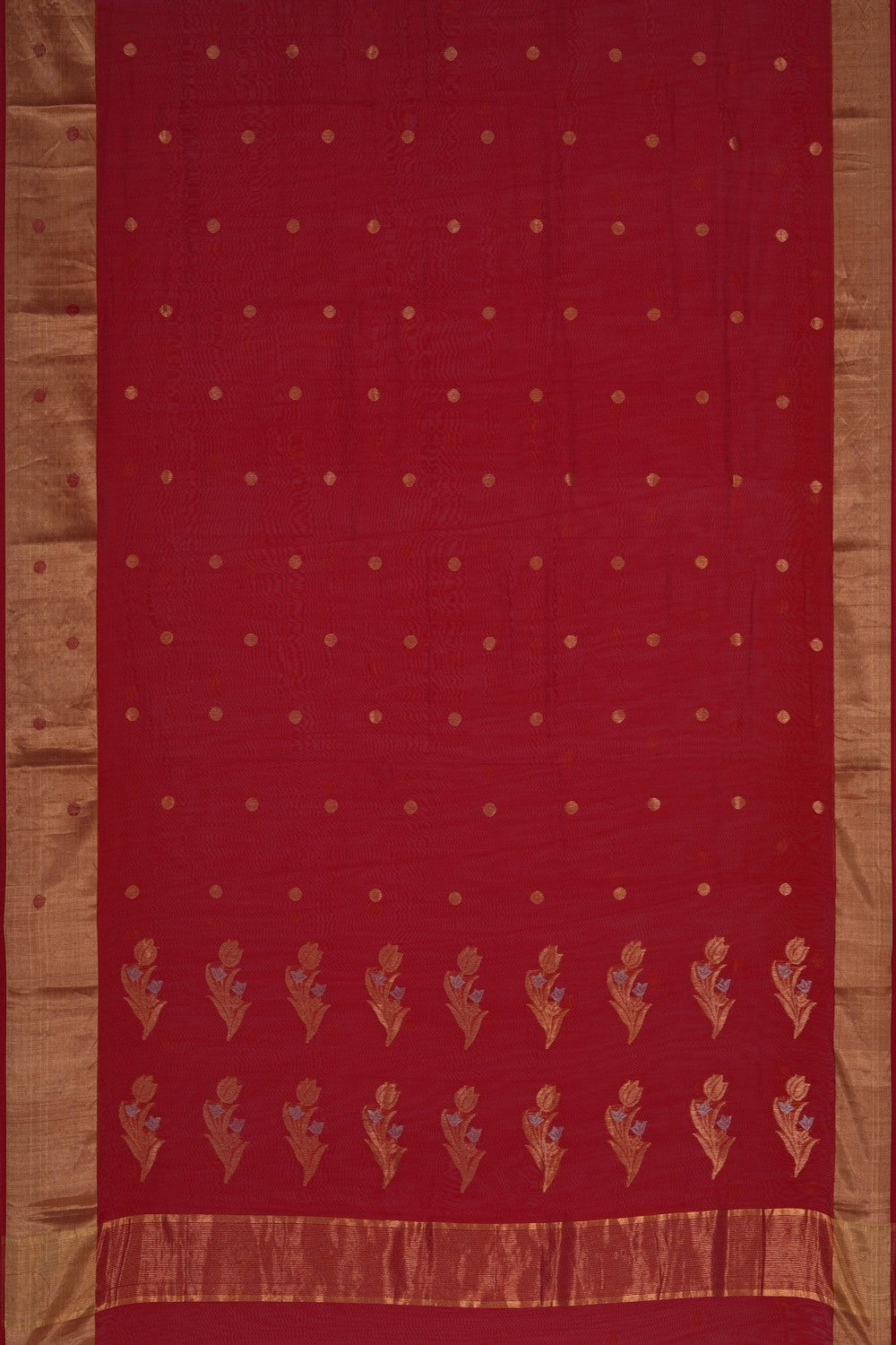 Image of Chanderi Silk Cotton Red Saree