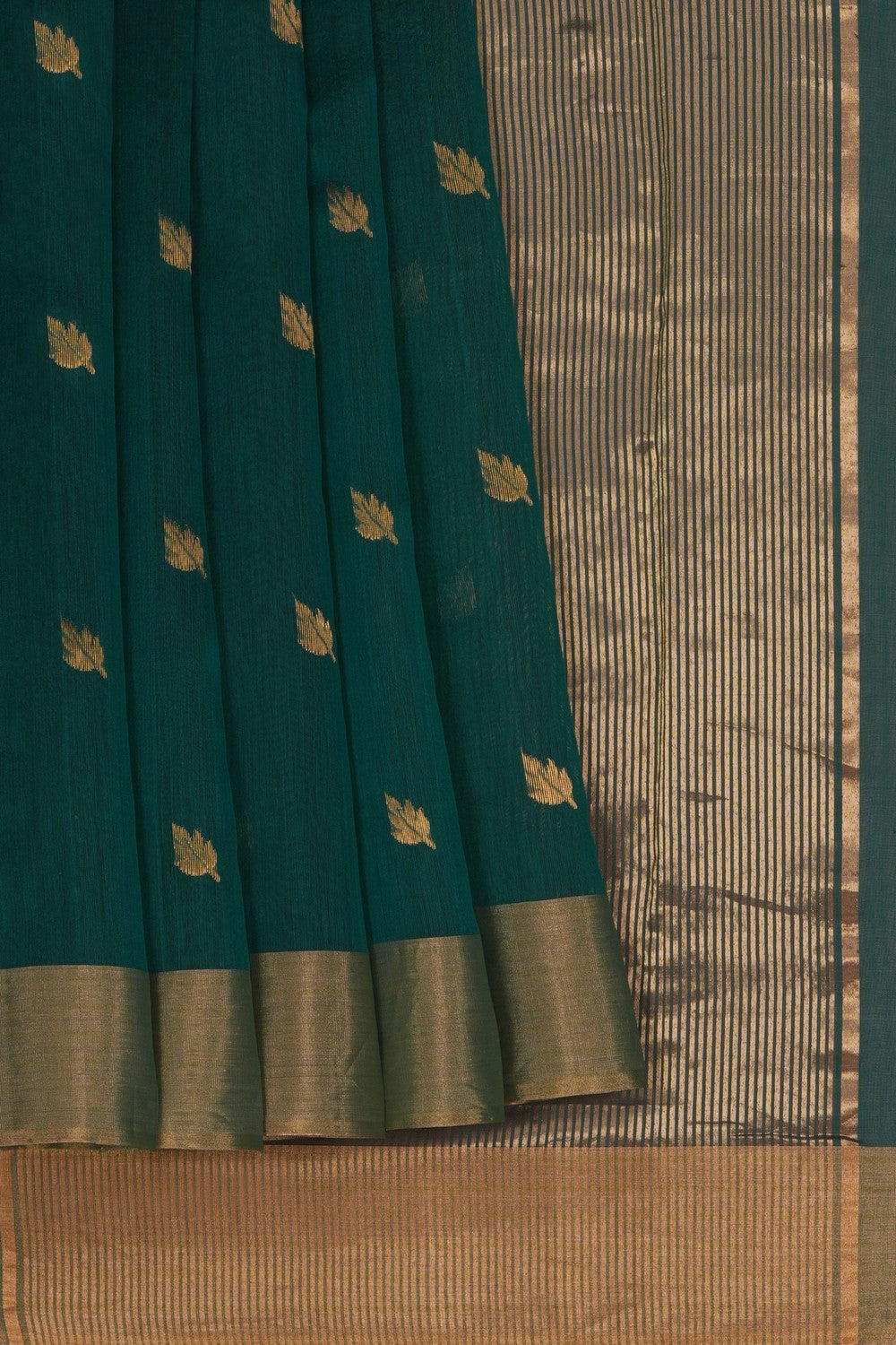 Image of Chanderi Silk Cotton Green Saree