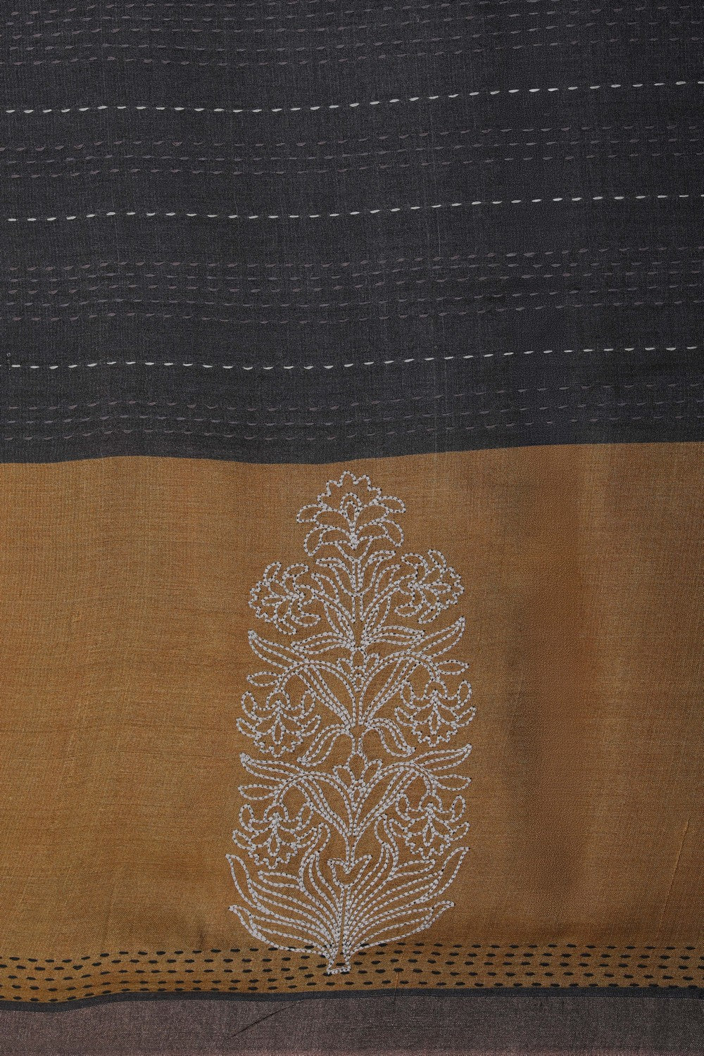 Image of A Tussar Silk Embroidered Saree