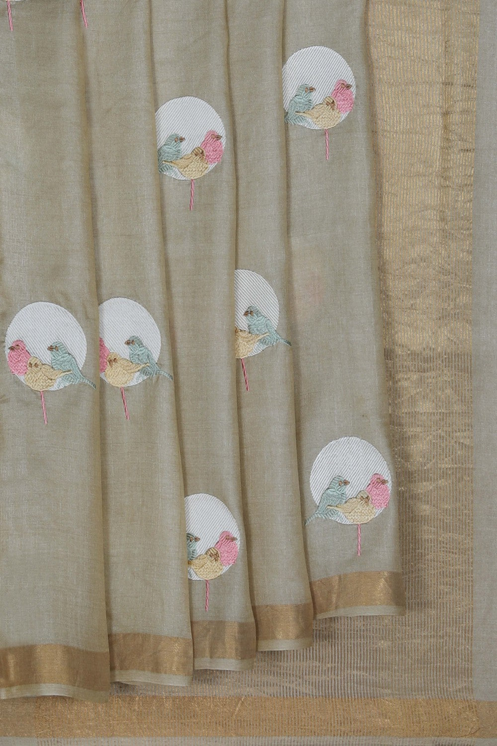 Image of A Tussar Silk Embroidered Saree