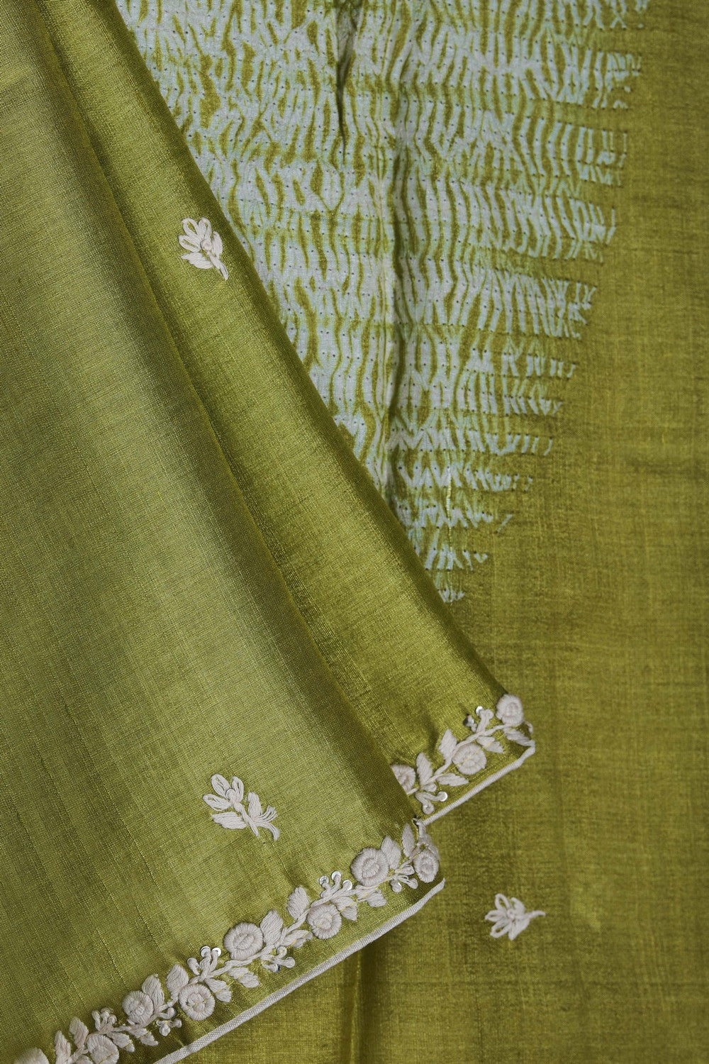 Image of A Tussar Silk Embroidered Saree