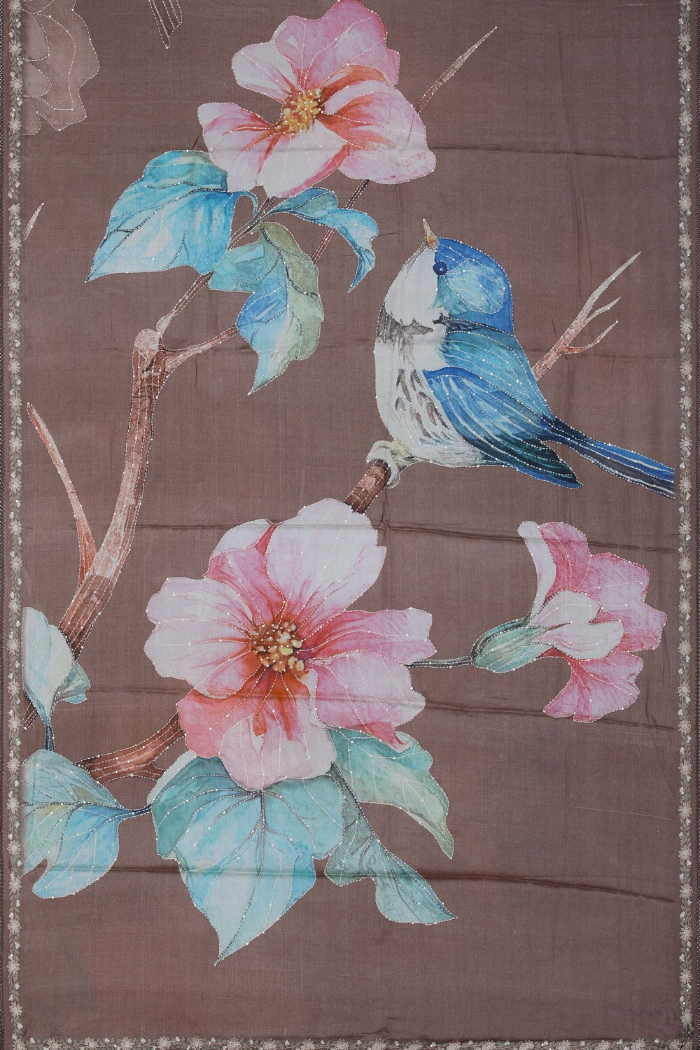 Image of A Tussar Silk Embroidered Saree