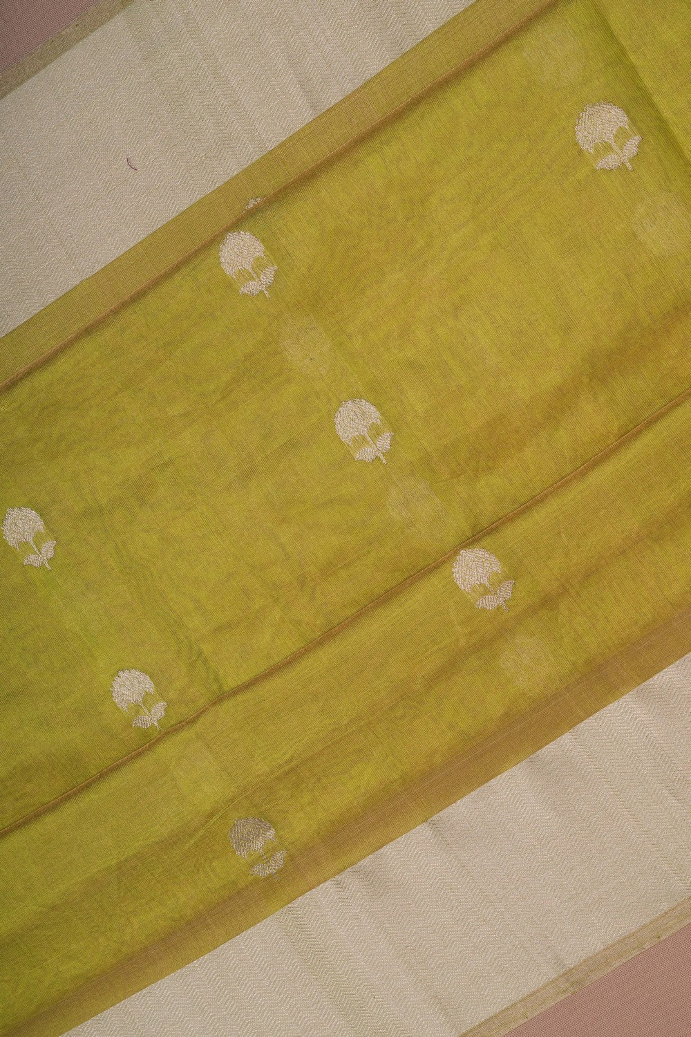 Image of Chanderi Tissue Silk Green Saree