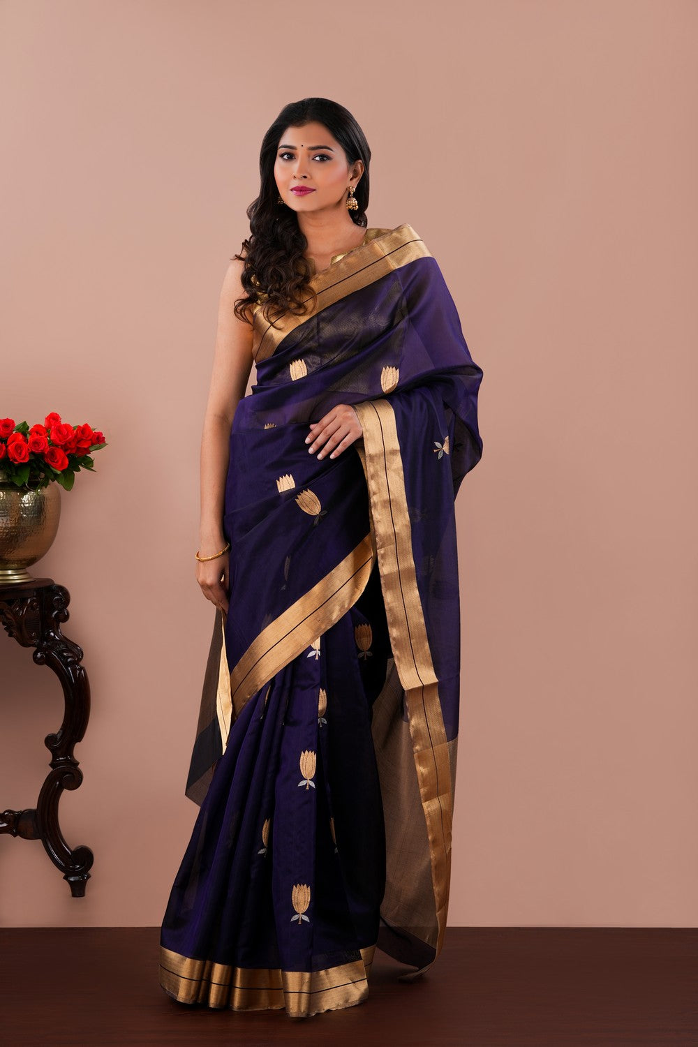 Image of Chanderi Purple Saree