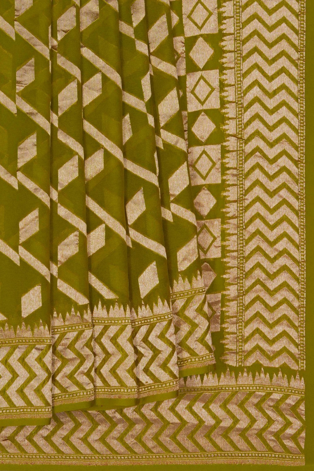 Image of Banarasi Georgette Green Saree