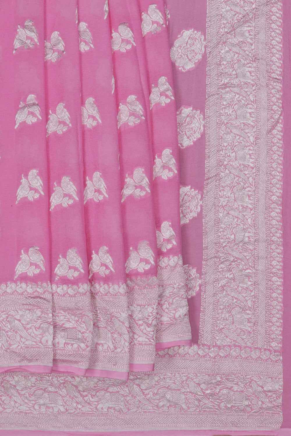 Image of Banarasi Georgette Pink Saree
