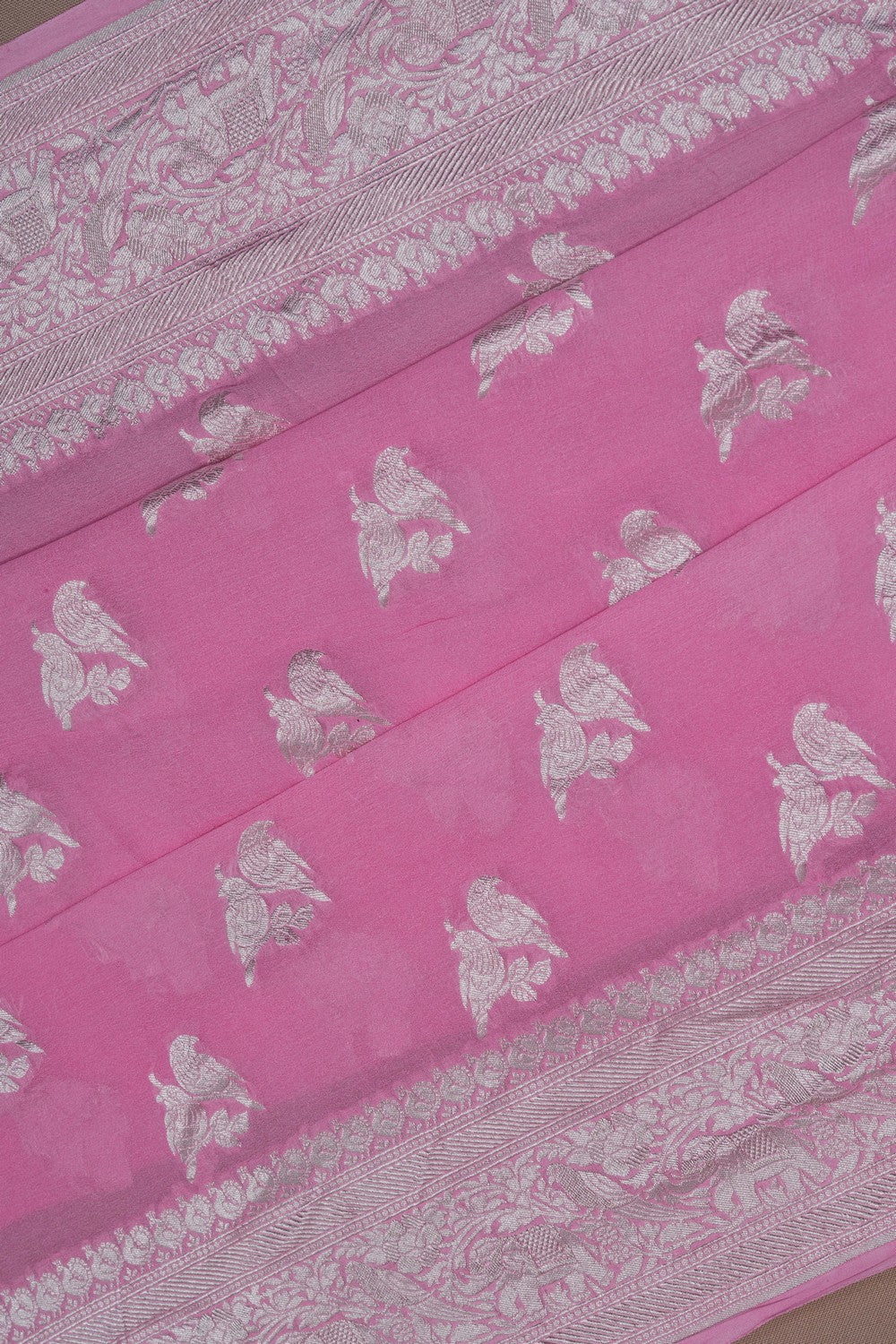 Image of Banarasi Georgette Pink Saree