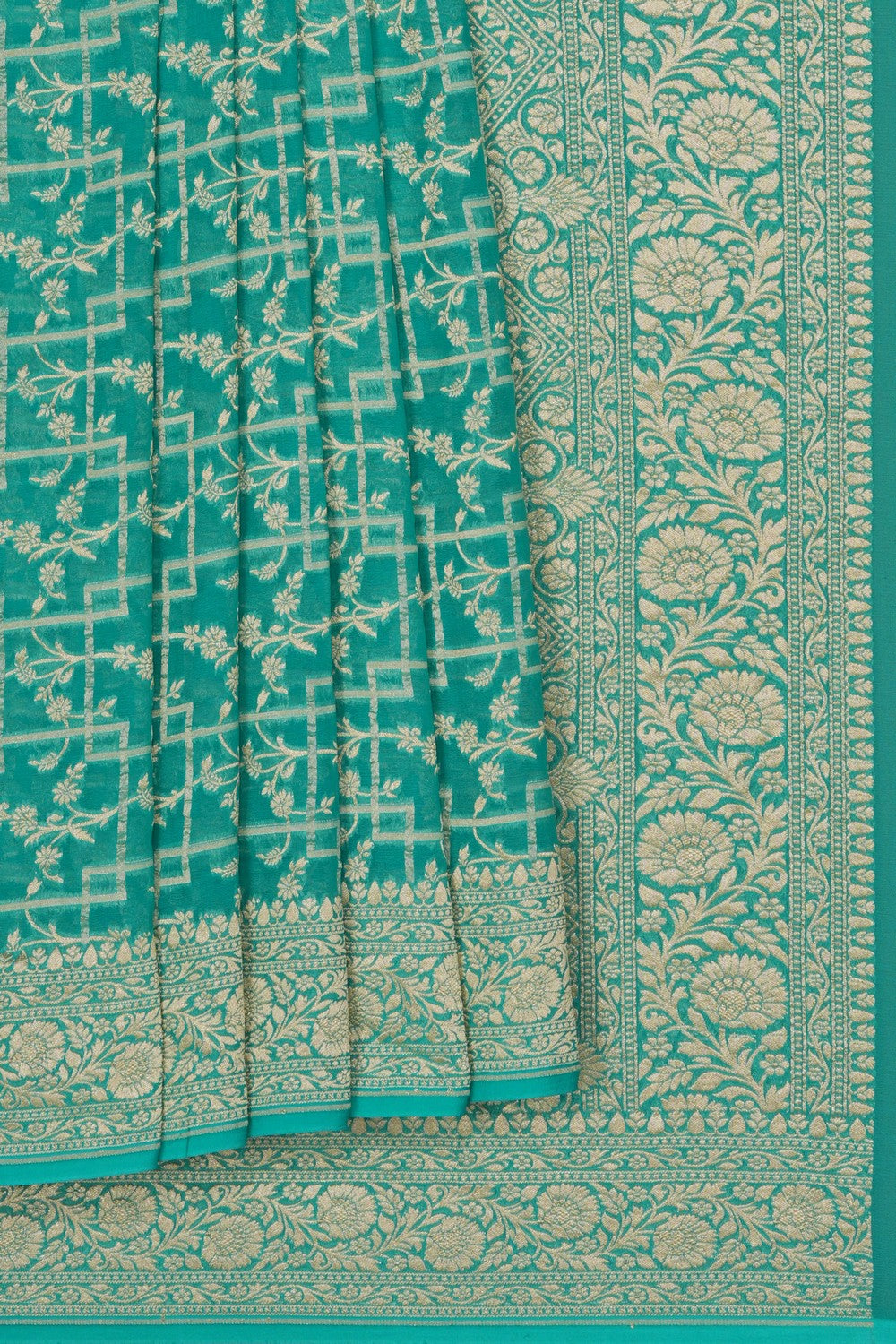 Image of Banarasi Georgette Teal Green Saree