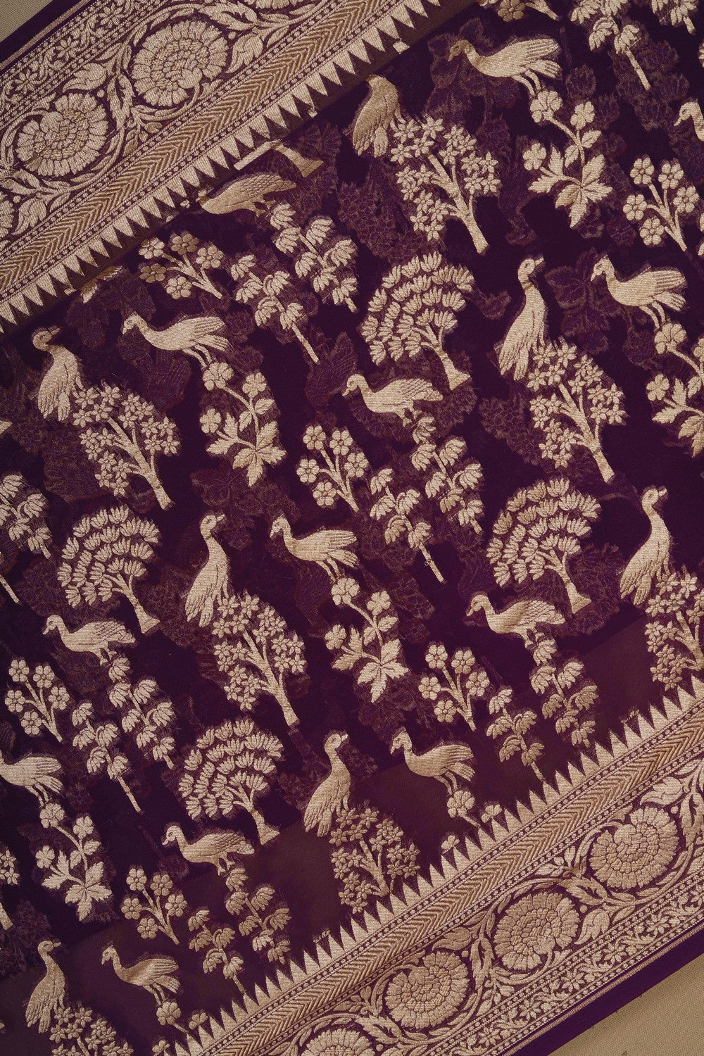 Image of Banarasi Georgette Violet Saree